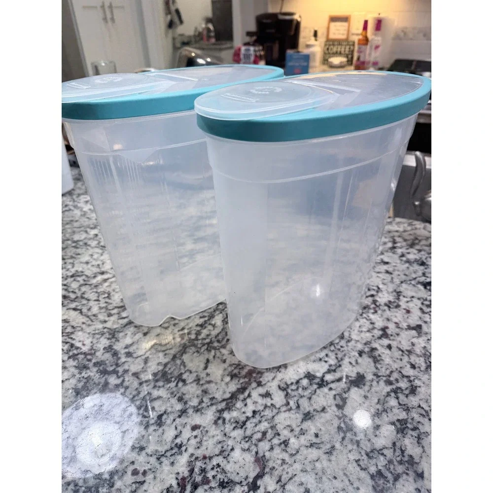 Rubbermaid Cereal Keeper 1.5 Gal 24 Cup Teal Lid Food Storage Set of 2